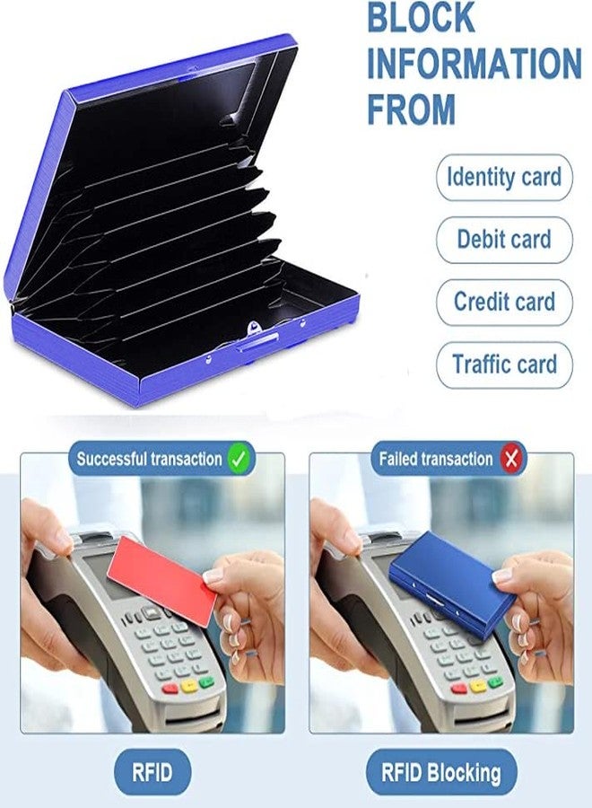 Stealodeal Blue Premium RFID Blocking Metal ATM/Credit/Debit 8 Slots for Men & Women Card Holder - Image 4